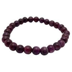 Bracelet Women 7" 5mm Beads Dark Purple Stone Stretch Bracelet 7 Inches